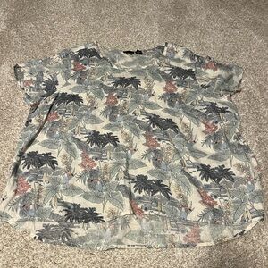 Tahari Linen Shirt with Subtle Floral Design